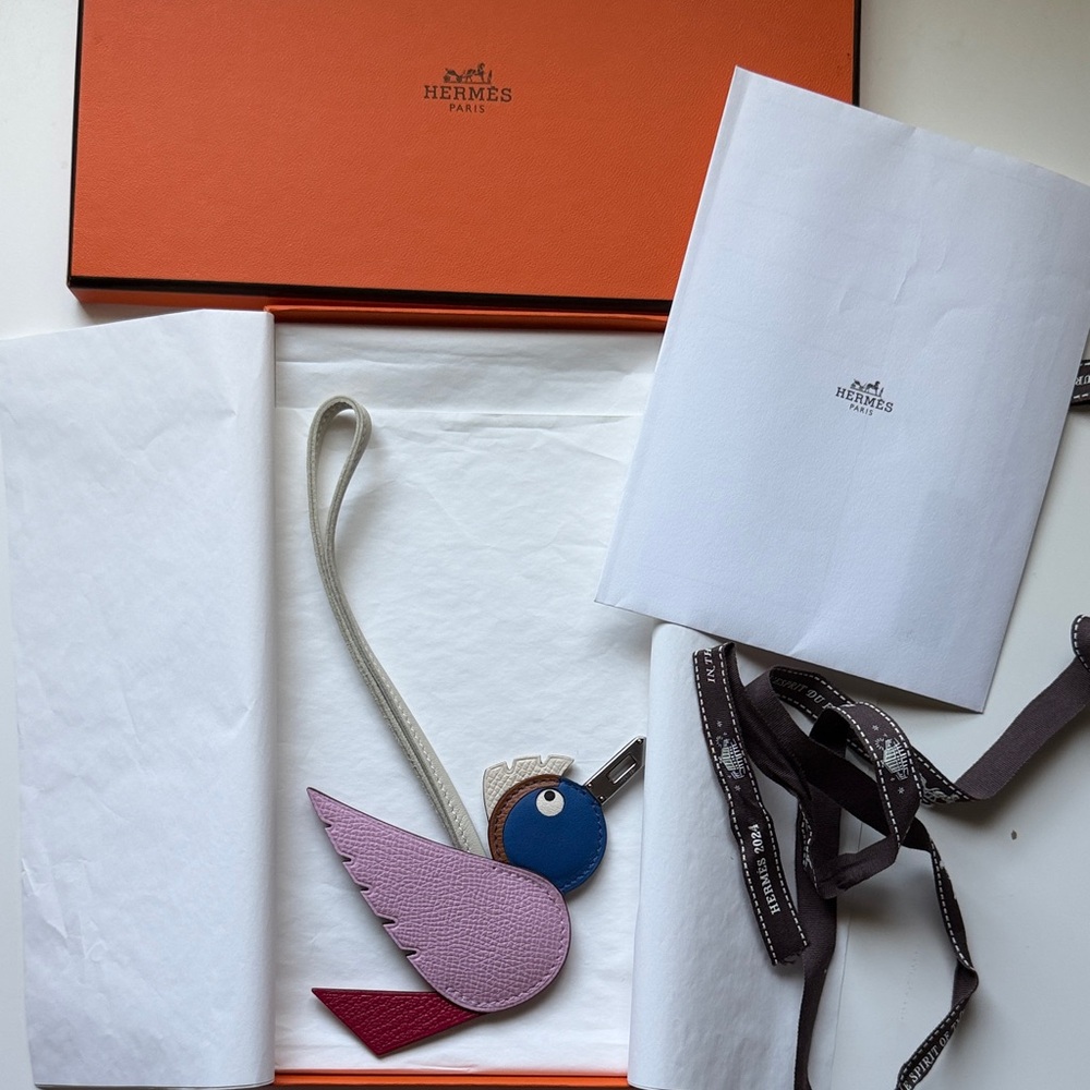 BNIB authentic Hermès Birdy Bag Charm Pink and Blue